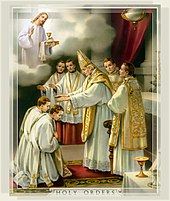 Ordination to the priesthood (Latin Church); devotional card, 1925 Holy Orders Picture.jpg