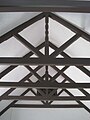 King post truss ceiling in living room