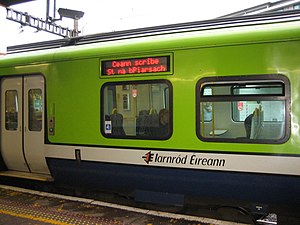An Iarnród Éireann commuter train in the Repub...