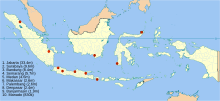 Indonesia's ten metropolitan areas labeled with their populations Indonesia metropolitan areas labeled map.svg