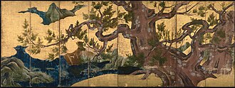 Cypress Trees Byobu, folding screen by Kano Eitoku, 1590 Kano Eitoku - Cypress Trees.jpg