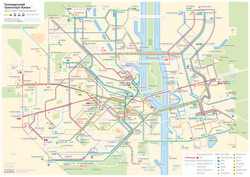 Schéma tramvajových a trolejbusových tratí v Kyjevě v roce 2017
