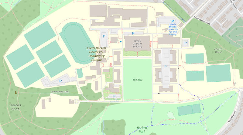 Beckett Park Campus Leeds Beckett Headingley Campus map.svg