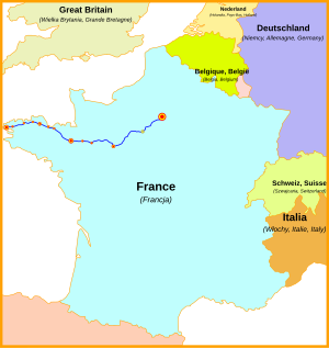 A Párizs–Brest-vasútvonal útvonala