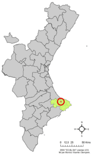 Localização do município de Sanet y Negrals na Comunidade Valenciana