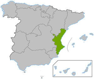 Situación de la Comunidad Valenciana respecto a España