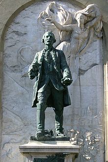 The statue of Major Davel in front of the Château Saint-Maire in Lausanne