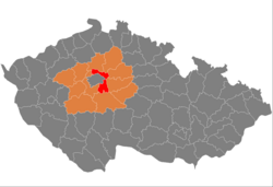 Окръг Прага-изток на картата на Средночешкия край и Чехия