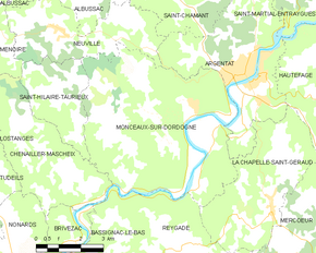 Poziția localității Monceaux-sur-Dordogne