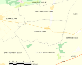 Mapa obce Somme-Tourbe