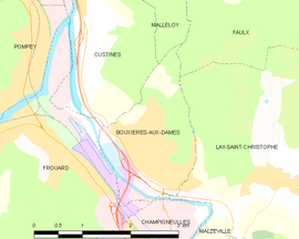 Mapa obce Bouxières-aux-Dames