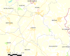 Mapa obce Crédin