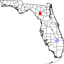 Karte von Gilchrist County innerhalb von Florida