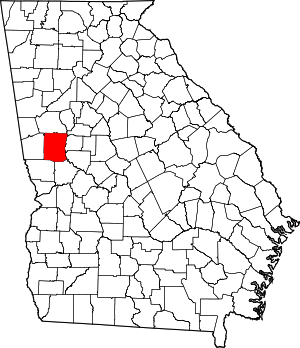 Map of Georgia highlighting Meriwether County