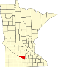 Map of Minesota highlighting Nicollet County