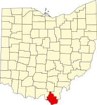 Map of Ohajo highlighting Lawrence County