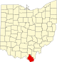 Localização do Map of Ohio highlighting Lawrence County
