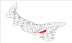 Map of Prince Edward Island highlighting Lot 49