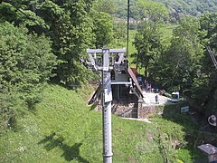 The lower station of the cable car from above