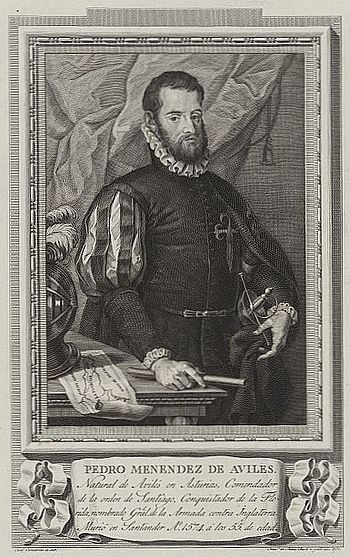 English: Spanish admiral Pedro Menéndez de Avi...