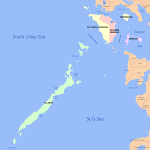 Karte mit dem Golf von Panay im Osten
