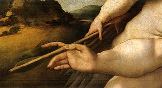 Detalle de Venus y Amor, de Pontormo, sobre un dibuxu de Michelangelo, ca. 1533.