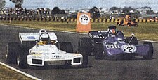 Carlos Reutemann (left) started on pole position in his debut race. Reutemann debut f1.jpg