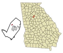 Location in Rockdale County and the state of جارجیا (امریکی ریاست)