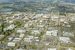 The Oregon State Capitol and downtown Salem