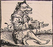 A cynocephalus, or dog-head, as described by Pliny in his Natural History. From the Nuremberg Chronicle (1493). Schedel'sche Weltchronik-Dog head.jpg