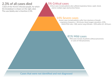 The severity of diagnosed cases in China