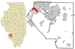 St. Clair County Illinois incorporated and unincorporated areas Sauget highlighted.svg