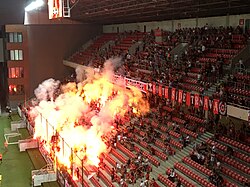 Spartak Trnava ultras at stadium in 2018