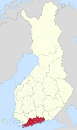 Уусимаа на карте Финляндии