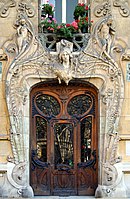 Art Nouveau building in Paris by architect Jules Lavirotte, sculptures by Jean-François Larrivé (1875–1928)