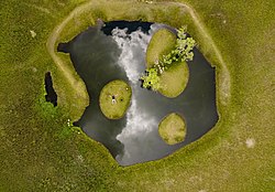 Floating islands on the Lake Aksakal in Solhan, Bingöl Province, Turkey.