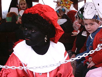 A white Dutch woman as Zwarte Piet, Sinterklaa...