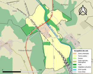 Carte en couleurs présentant l'occupation des sols.