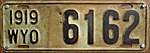 Номерной знак Вайоминга 1919 года 6162.jpg