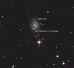 Die Supernova 2020uxz in der Galaxie NGC 514 (am 6. November 2020).