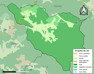 Carte en couleurs présentant l'occupation des sols.