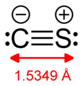 Структура Льюиса, показывающая расстояние связи C – S 1,5349 ангстрем.