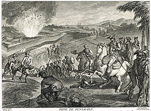 Взятие Пенсаколы. Взрыв магазина; гравюра, 1783