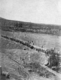 Column of Armenian deportees guarded by gendarmes in Harput Vilayet