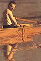 Max Schmitt, 6-time single-sculls champion. Detail of the Eakins painting Max Schmitt in a Single Scull.