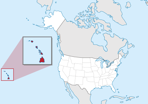 Map of a United States with Hawaii highlighted