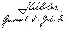 Unterschrift von Kübler „Kübler, General d. Geb.Tr.“