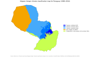 Paraguay map of Koppen climate classification. Koppen-Geiger Map PRY present.svg