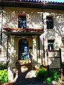 The entrance to the courthouse, also with an informative sign.