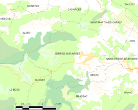 Mapa obce Serres-sur-Arget